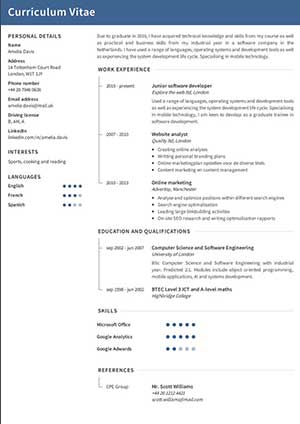 Besplatan primer CV-ja