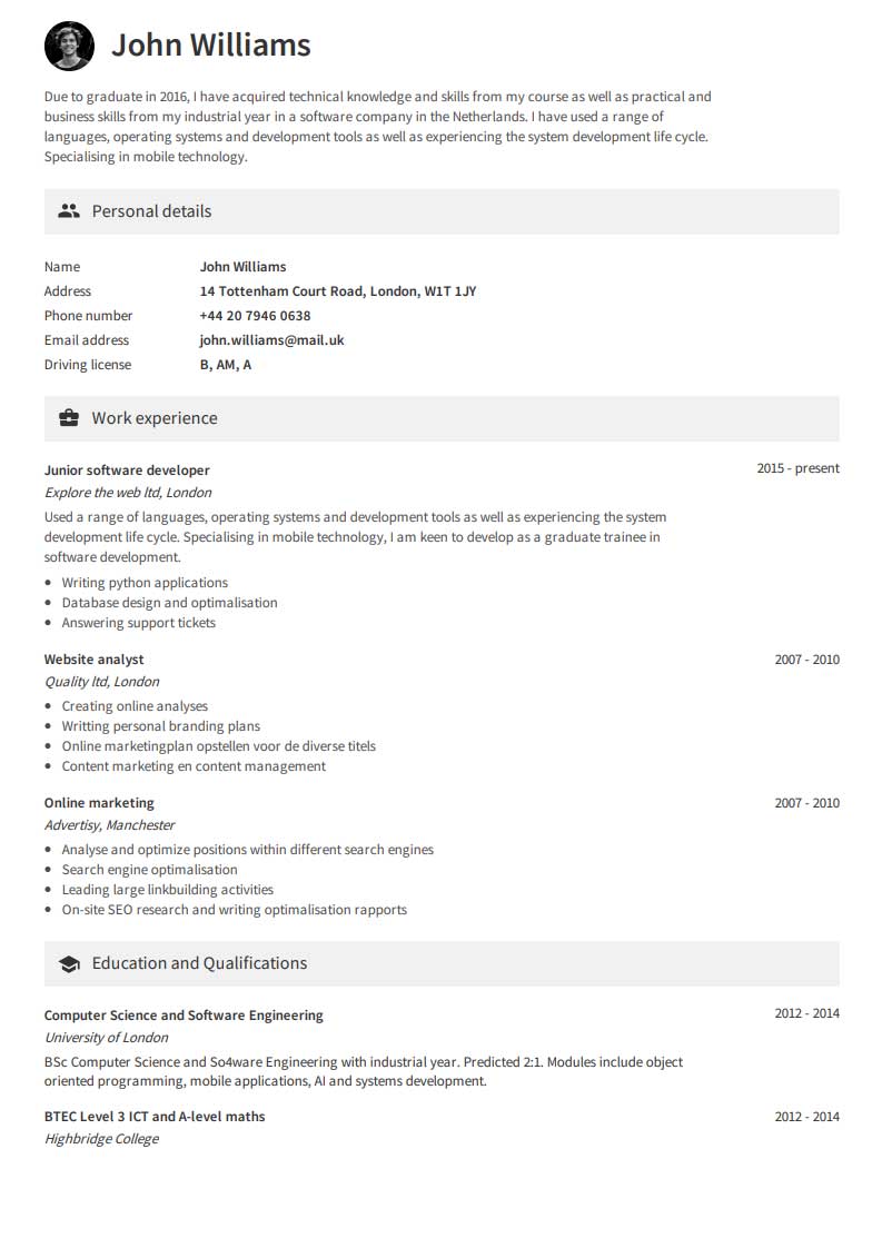 Besplatan primer CV-ja Besplatan primer CV-ja