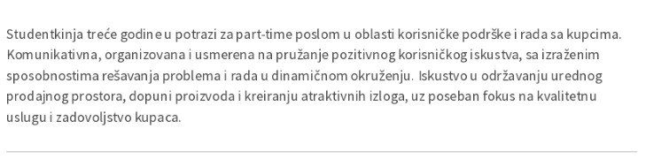 lični profil u part-time cv-ju lični profil u part-time cv-ju