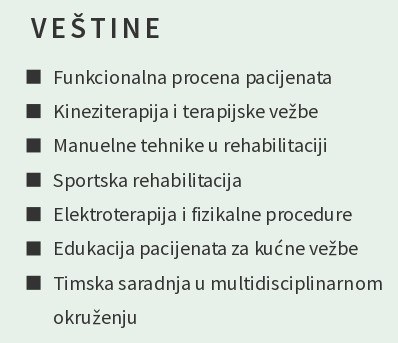 vestine u cv-ju fizioterapeuta
