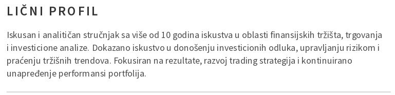 licni profil u cv-ju trgovca