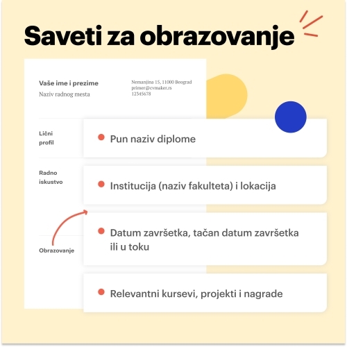 Zaveti za obrazovanje u CV-ju