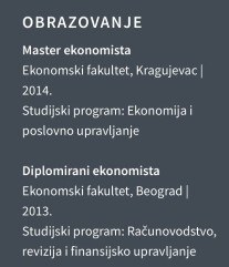 CV racunovodje – obrazovanje